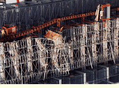 Figure 6 - The Scaffolding Above the 22nd Story Can Be Seen Hanging - Permission Pending